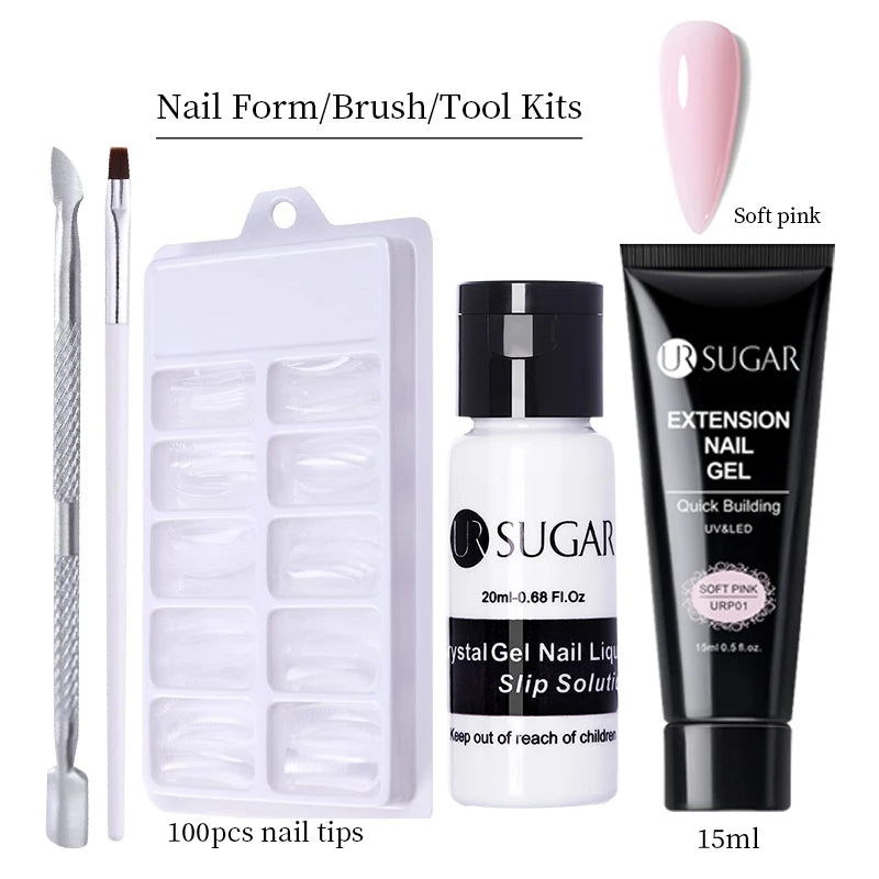 UR SUGAR 15ml 4/6PCS Nail Extension Gel Kit Quick Building Hard Gel Acrylic Crystal Nude Gel Nail Polish UV Construction Gel Set