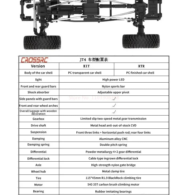 CROSSRC EMO JT4 RTR Simulation Climbing Truck Four-Wheel Drive Off-Road Rc Remote Control Electric Model Car Ocean Blue