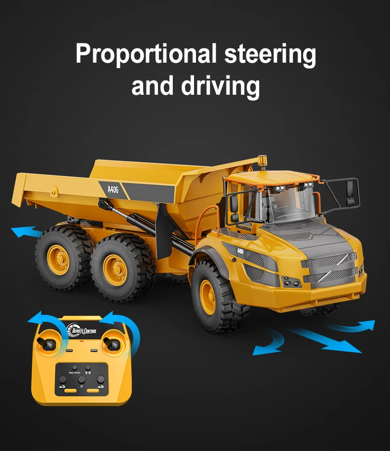 Double E E591 1/20 A40G RC Car Engineering Vehicle Kids Remote Controlled Articulated Dump Truck Toys for Boys Christmas Gifts