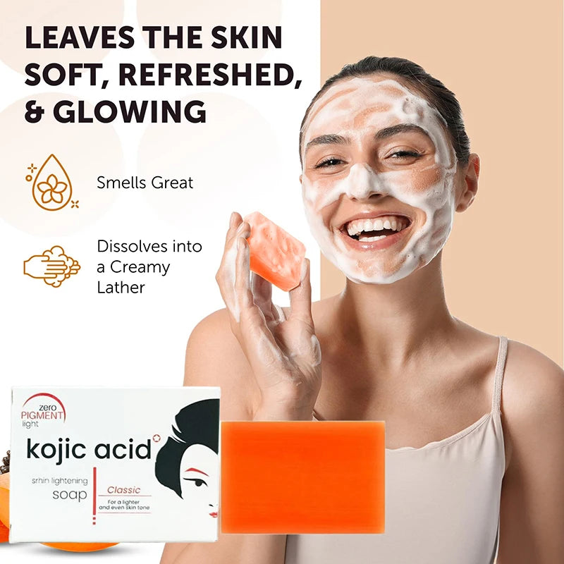 Kojic Acid Soap Papaya Handmade Soap Facial Cleansing Bath Soap Cleanse Brighten Skin Remove Dead Skin Cells Suit All Skin Types