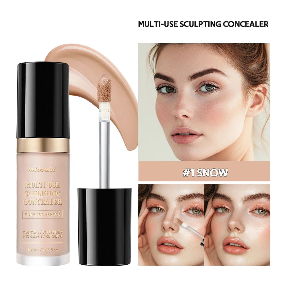 Multi-Use Foundation Long-lasting Matte Waterproof Oil Hight Full Coverage Highlight and Retouch Face Makeup for Women Lakerain