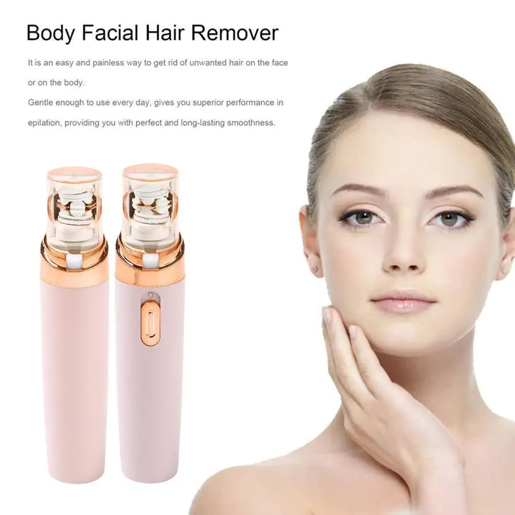 Effective Rechargeable Face Epilator Long-Lasting Waterproof Body Hair Removal with LED Lights Facial Electric Shaver for Woman