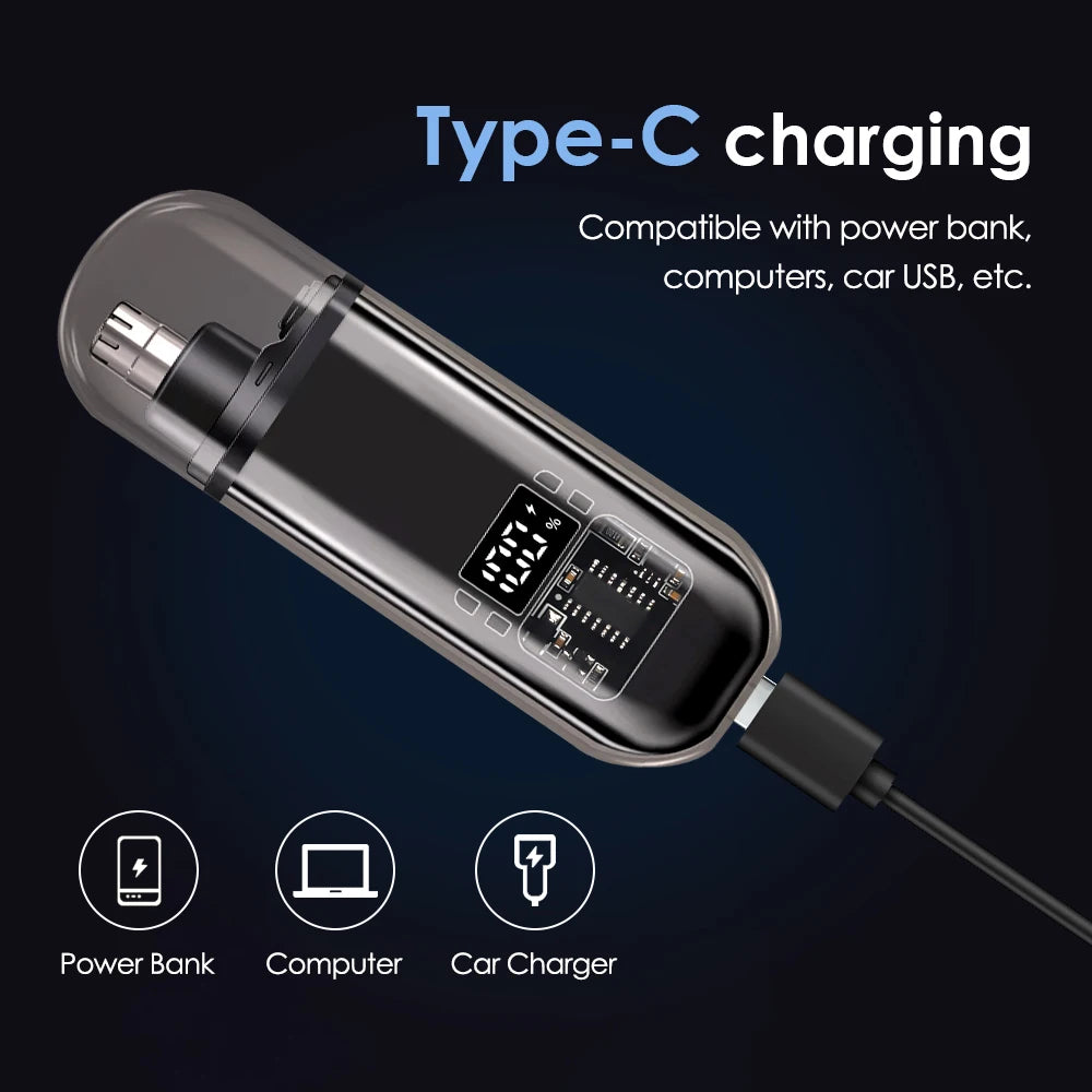 Electric Nose Hair Trimmer For Men Digital Display Rechargeable Shaver Man Woman Ear and Nose Hair Trimmer Razor Waterproof