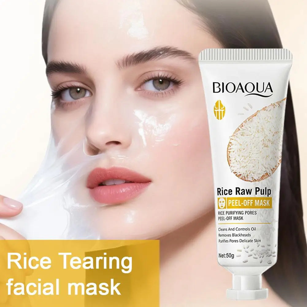 BIOAQUA Rice Raw Pulp Face Peel Off Mask Purifying Pores Clean Whitening Remove Blackheads Peeling Facial Masks Skin Care