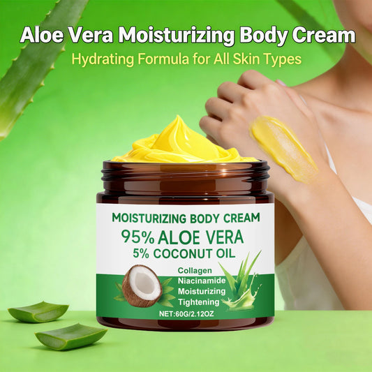 95% Aloe Vera Moisturizing Body Cream with 5% Coconut Oil Gentle Nourishing Tightening Skin Collagen Nicotinamide Body Lotion