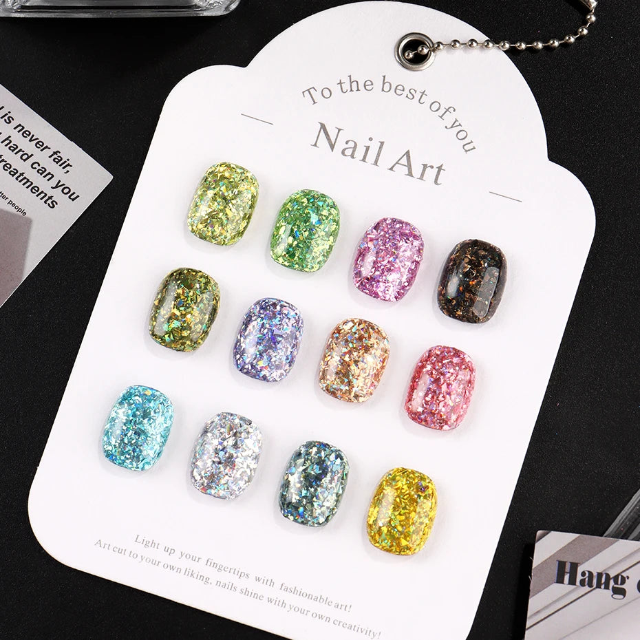 12pcs Irregular Holographic Nail Art Glitter Sequins Sparkly Nail Flakes Foil Glitter Powder Mermaid Makeup Manicure Decorations