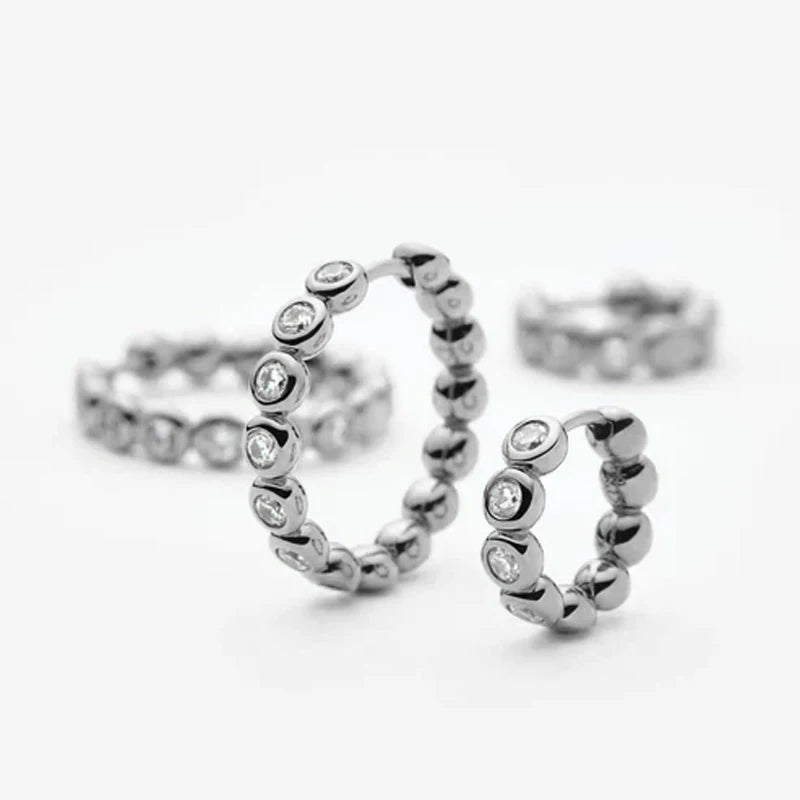 Lnkry Test Passed 2.5mm Moissanite Bubble Stye Hoop Earring For Women 14k Gold Filled Round Circel Earrings Jewelry Gift