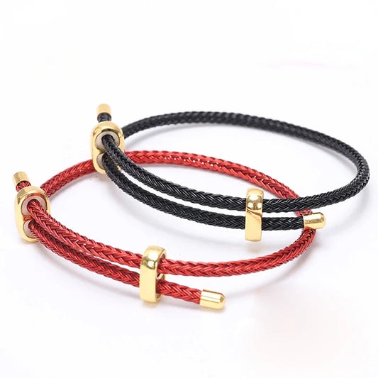 Fashion Leather Wirerope Bracelets  Fold-Over Clasp Adjustable DIY Hand Jewelry Accessories Best Gifts For Men Women