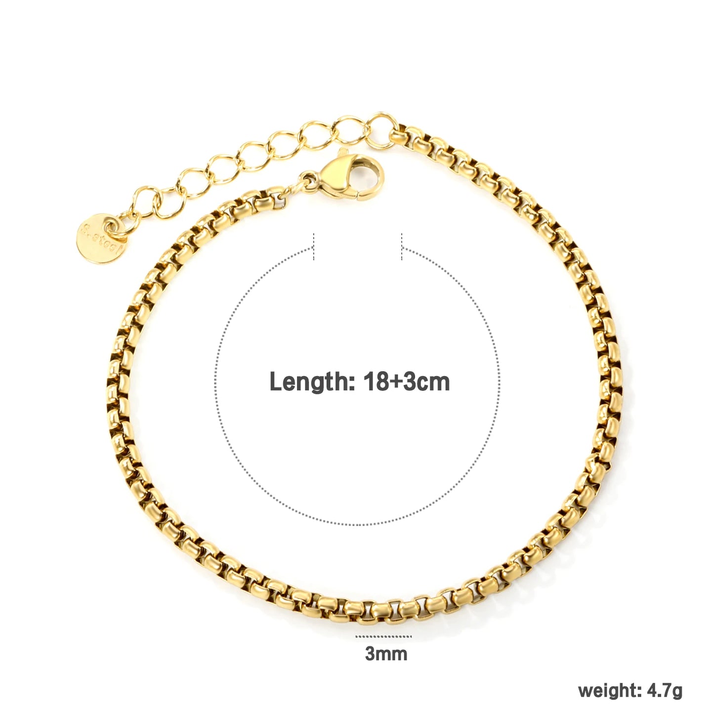 LUXUSTEEL 2-8mm Women‘s Stainless Steel Chain Bracelet Geometric Charm Chain Metal Female Bracelet Fashion Jewelry Party Gifts