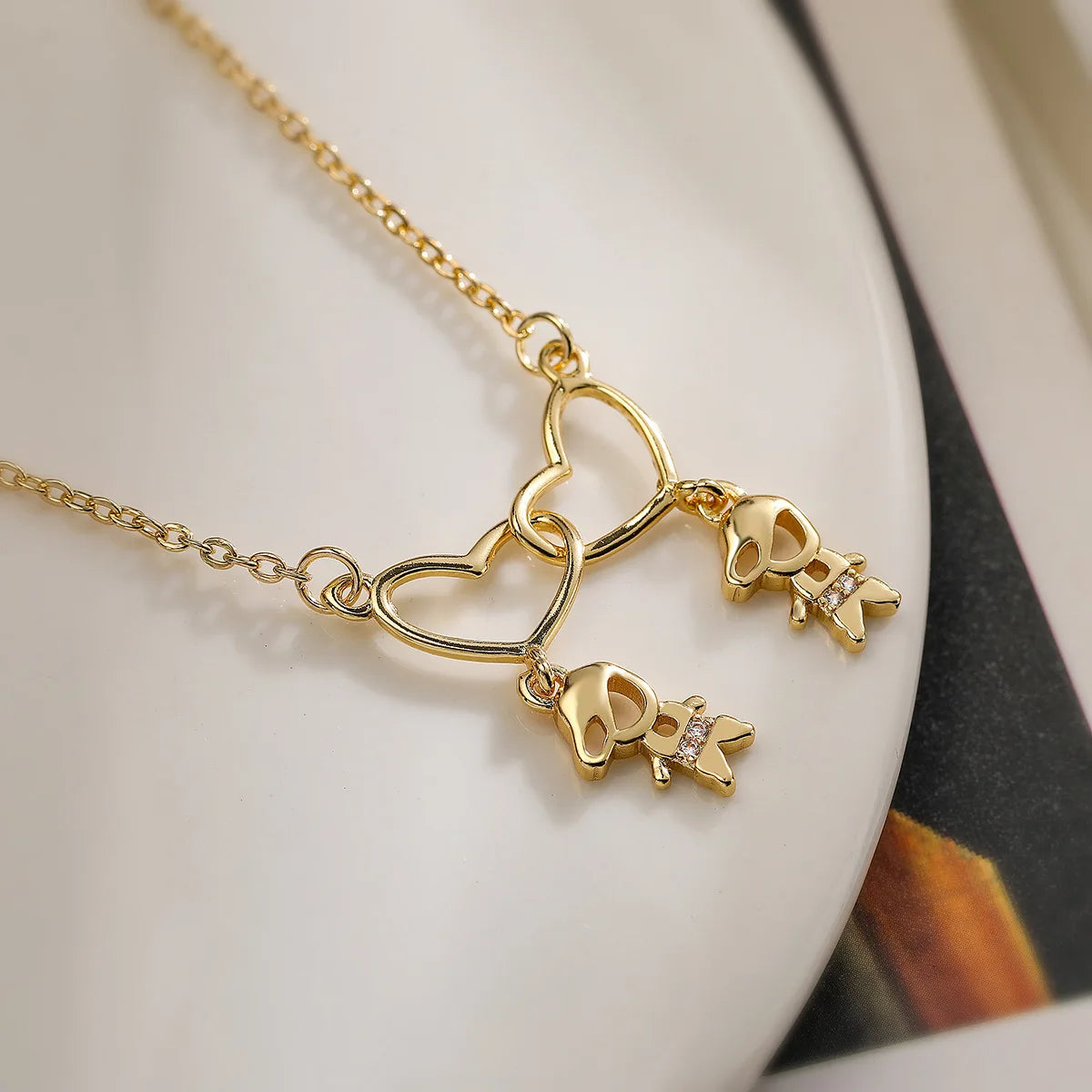 INS Design Girl/Boy Pendant Necklace For Women Girls,Stainless Steel Chain Cubic Zirconia Accessories Party Daily Jewelry