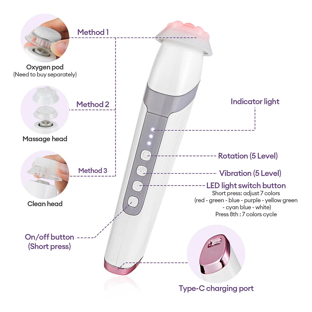 4 Tips CO2 Bubble Pen Aqua Skin Face Cleansing SPA Beauty Device CO2 Pods Massager Portable Oxygen Bubble Facial Machine