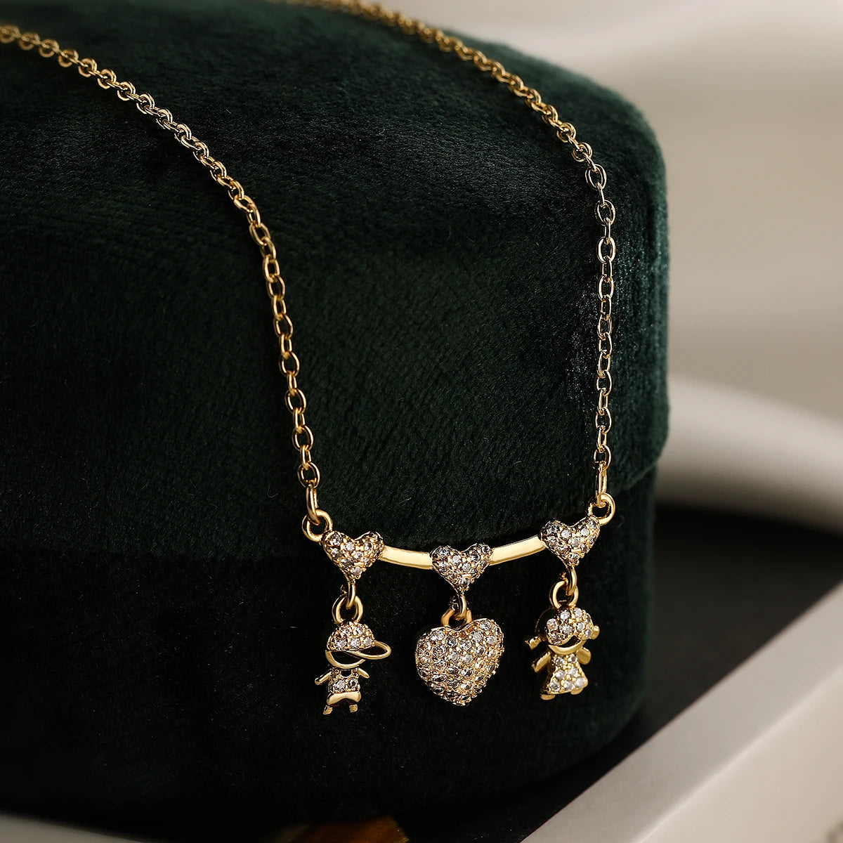INS Design Girl/Boy Pendant Necklace For Women Girls,Stainless Steel Chain Cubic Zirconia Accessories Party Daily Jewelry