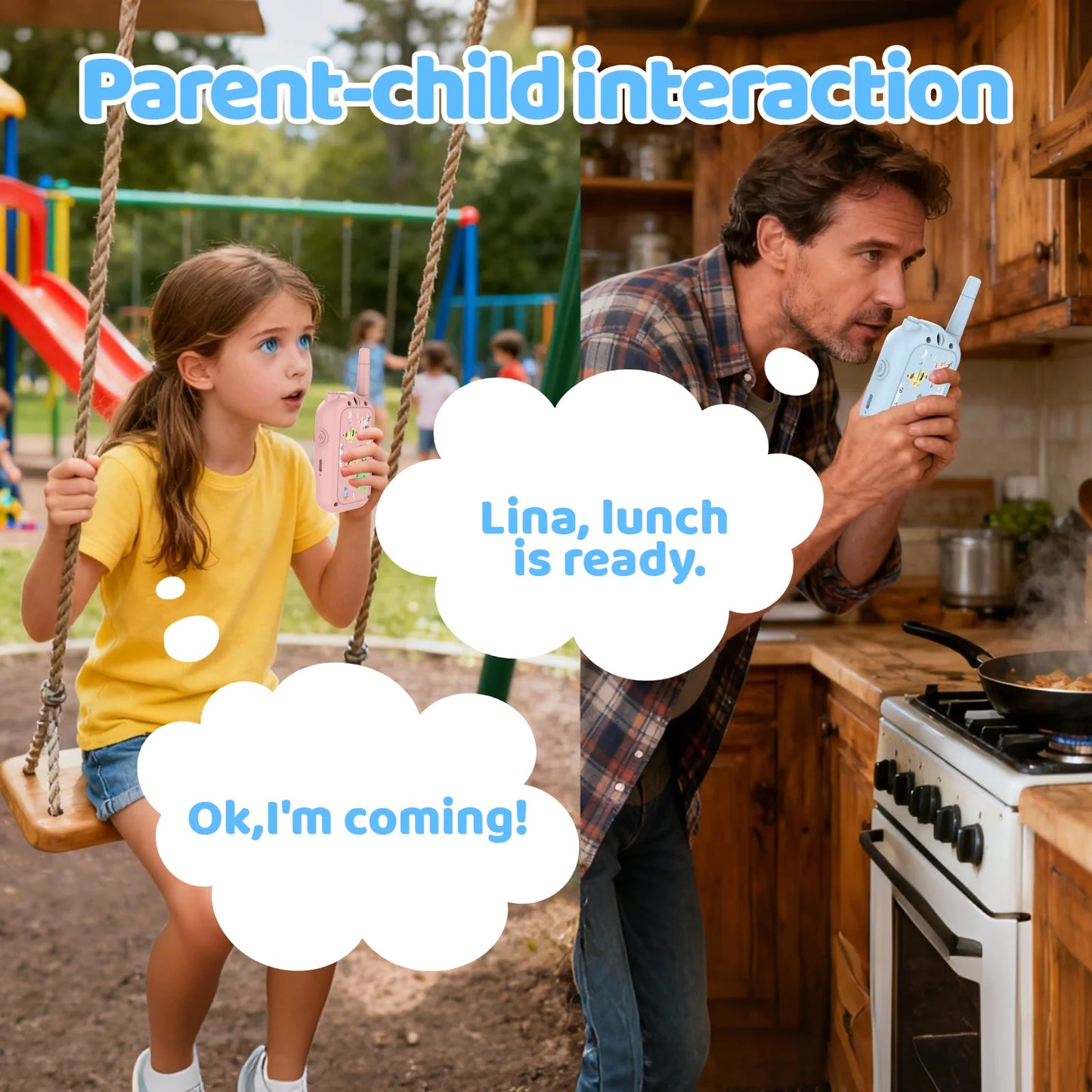Video Walkie Talkie Kids Rechargeable 2 Pack Intercom Walkie-talkies One-Click Call Child Video Intercom Cute Map 2 Inch Screen