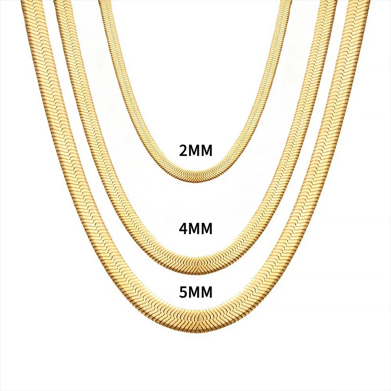 Blade Snake Chain Stainless Steel Necklaces Unisex Men Choker Width 2/4/5mm Herringbone Necklace For Women Jewelry Party Gifts