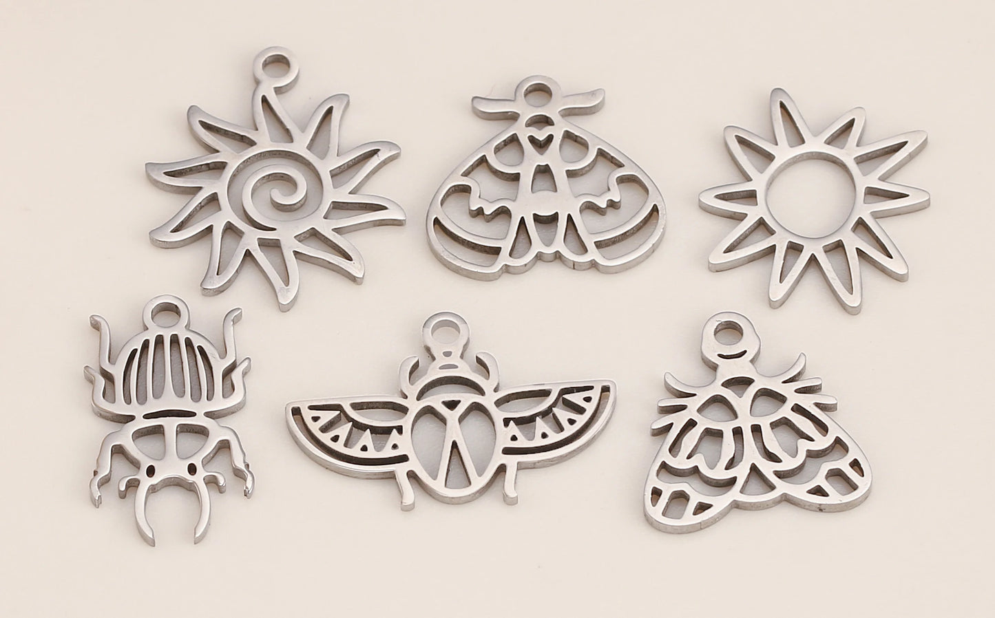 5Pcs Spring Bee/Butterfly/Beelet Charms Stainless Steel Scarab Moths Pendants DIY  Necklace Bracelet Jewelry Making Accessories