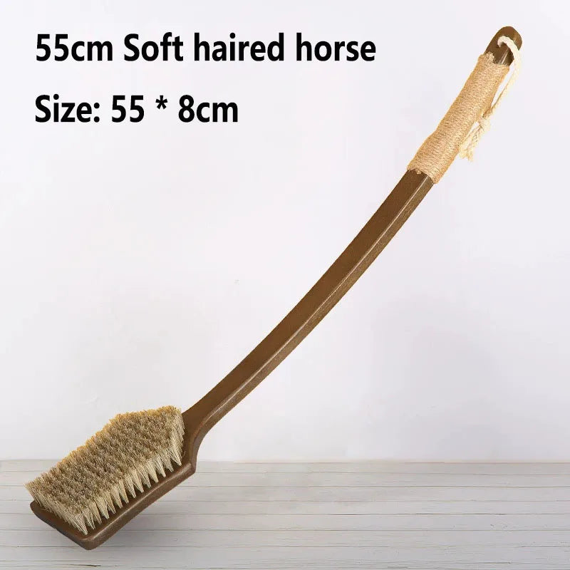 Extra Long Body Hard Brush with Wooden Handle for Bathing, Soft Bath Brush for Scrubbing Mud, Drying Brush for Scrubbing Back
