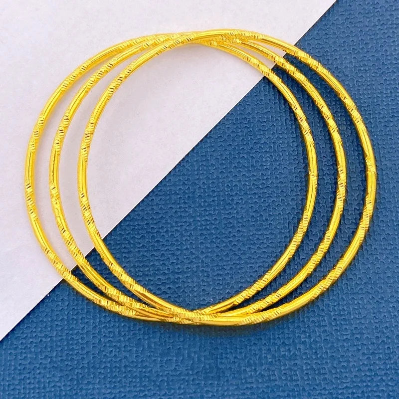 9999 24K Real Gold Bracelet for Women 999 Three Lives Three Generations Smooth Starry Sky with Fine Circles 24K Jewelry