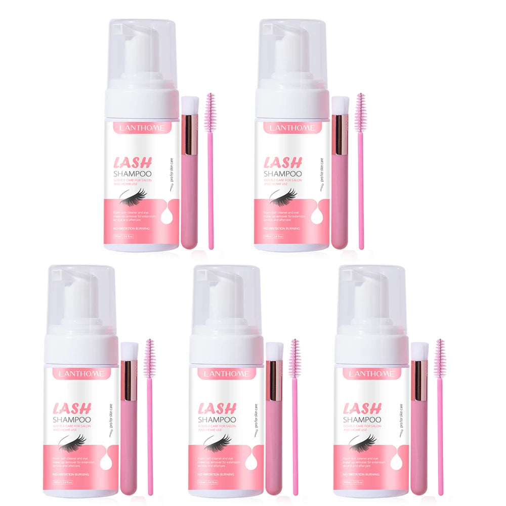 50ML Eyelash Extension Cleanser Shampoo Kit Mousse Fast Makeup Glue Removal Foam Set For Women Deeply Cleaning With Brush