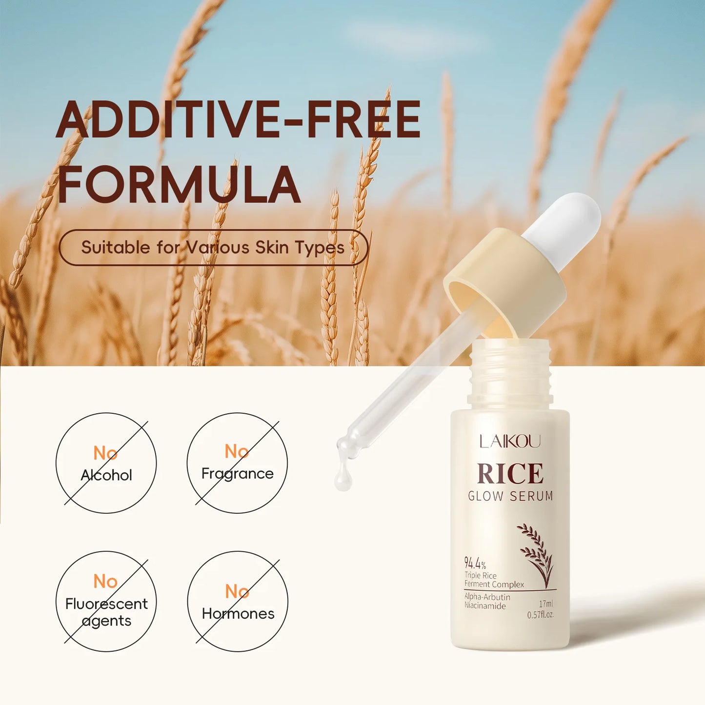 Rice Glow Facial Essence 17ml Hydrating Moisturizer Nourishes Brightens Skin Tone Natural Extract Serum Sensitive Skin