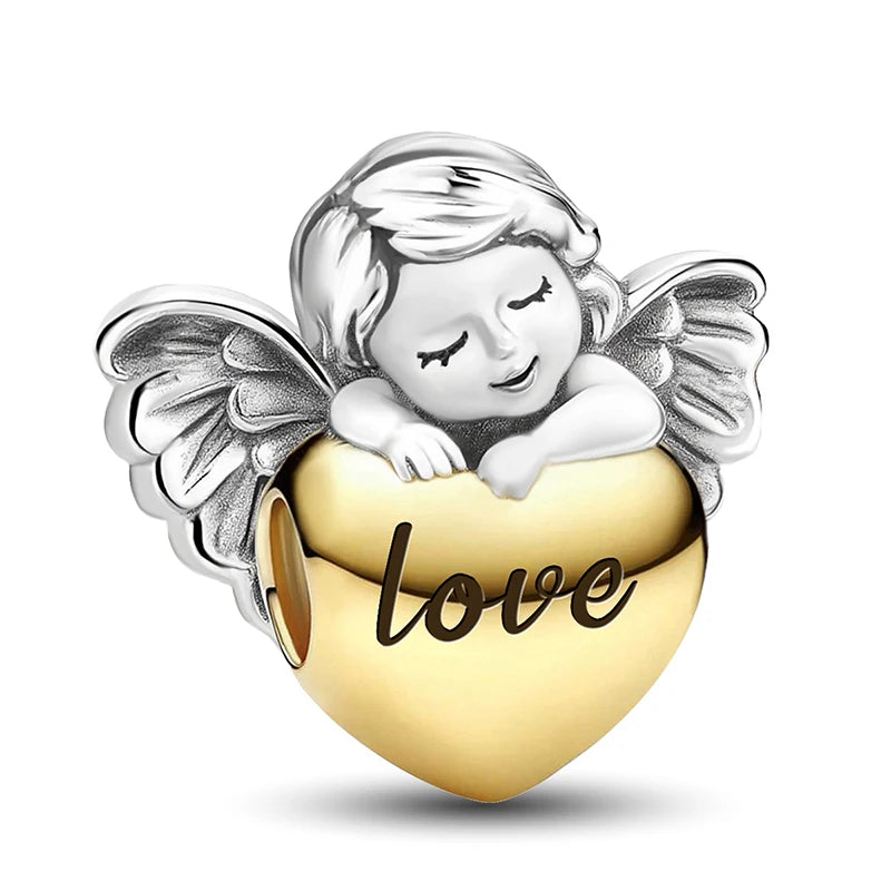 Shecharms 925 Sterling Silver Love Heart Firefly Golden Series Charms Fit DIY Making Bracelet Necklace High Quality Fine Jewelry