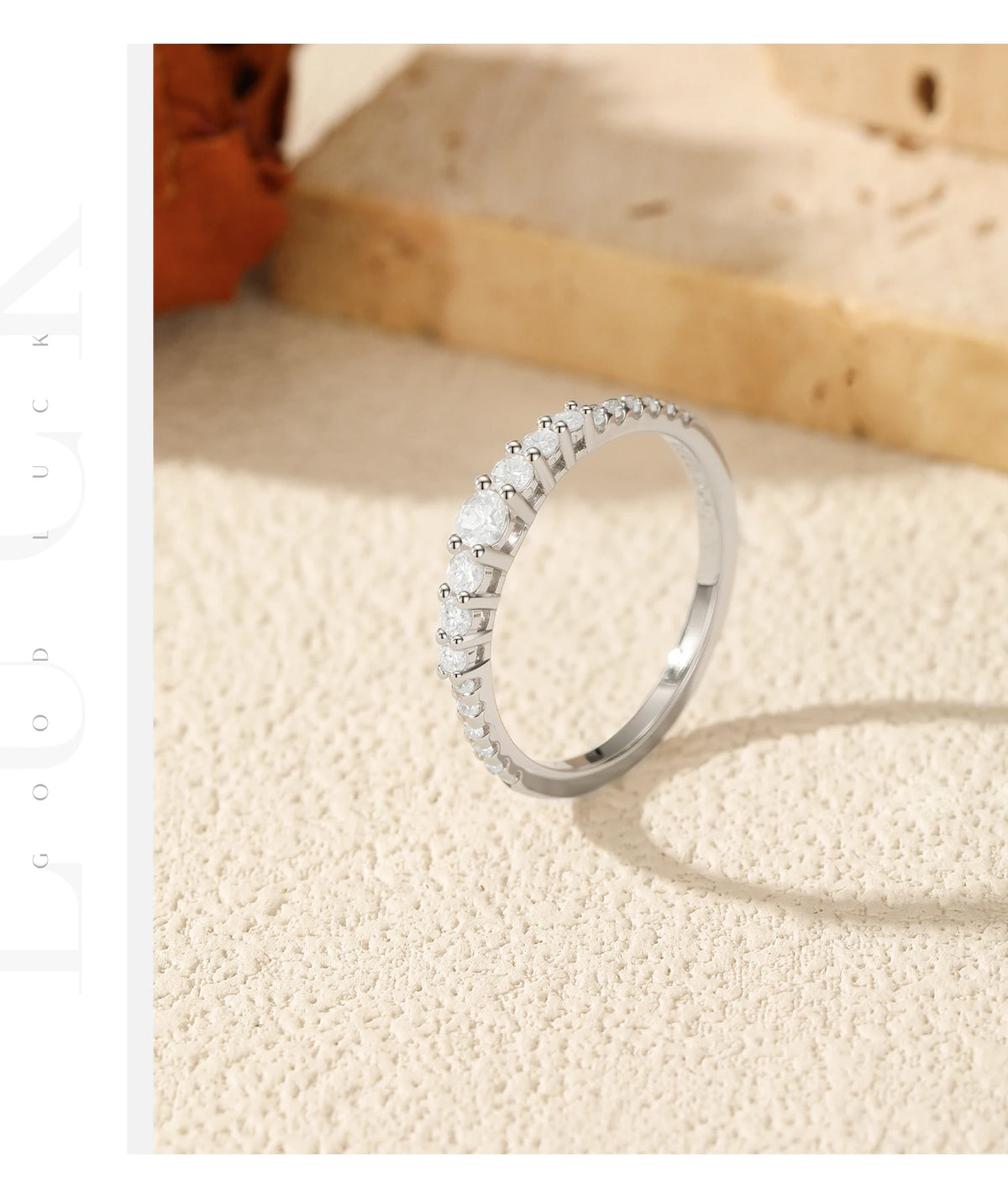 MODIAN Fashion Stacking Slim Rings 925 Sterling Silver Sparkling Round Moissanite Rings For Women Fine Jewelry