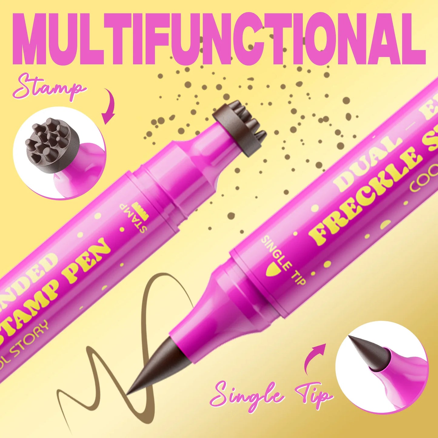 Double Eyeliner Freckles Pen All-in-One Natural Waterproof Lasting Seal Spot Pen Natural Simulation Concealer Pen Makeup Tools