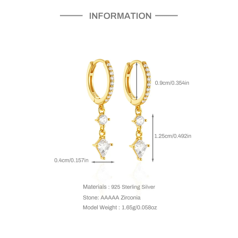 CANNER Eight Pointed Star Moon Tassel Zircon 925 Sterling Silver Drop Earrings For Women Ins Pearl Flower Minimalism Earrings