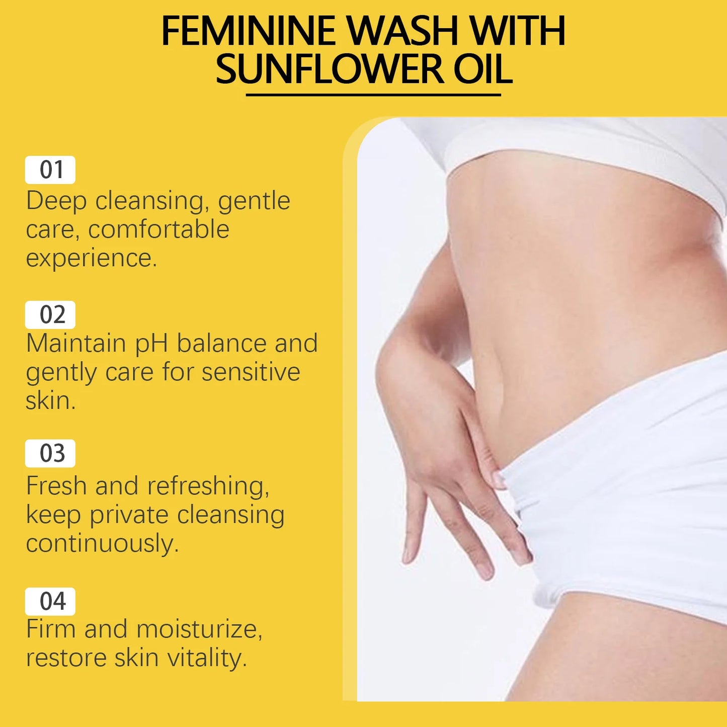 Female Body Wash with Natural Sunflower Oil Private Parts Cleansing Refreshing Oil Long-Lasting Fragrance Anti Itch Shower Gel