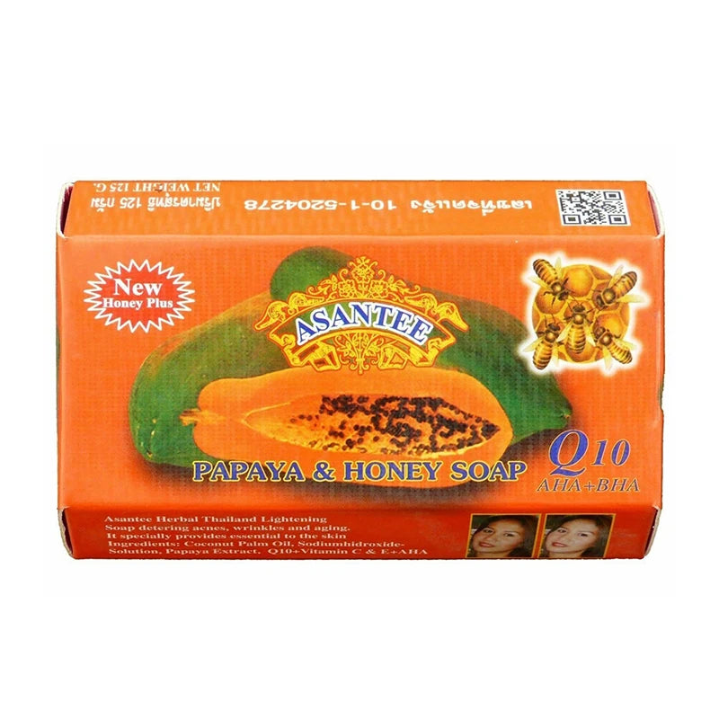 2 Pack Thailand ASANTEE Papaya Honey Herb Soap Whitening Handmade Soap Lightening Skin Moisturizing Cleansing Anti-aging