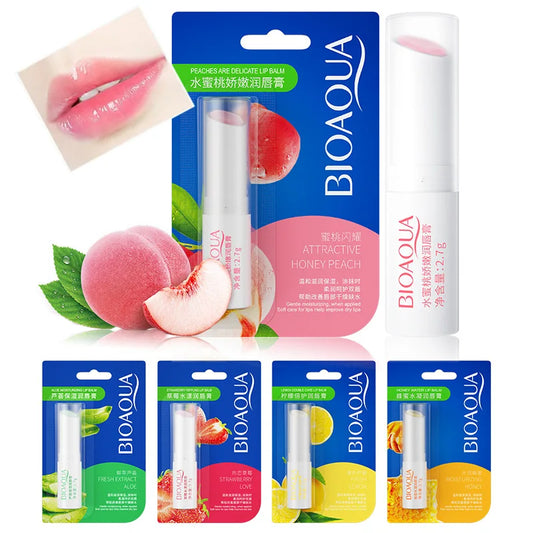 BIOAQUA Natural Fruits Lip Balm Moisturizing Jelly Nourishing Anti Wrinkle Lipstick Non-Stick Long-lasting Lips Care