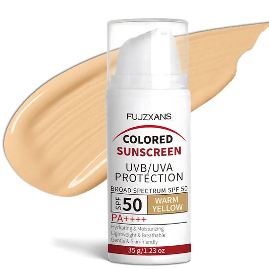 Tinted Sunscreen-Instant Glass Skin Glow BB Cream With SPF 50, Natural Glow,Waterproof, Warm Yellow Tone That Adapts To Skin
