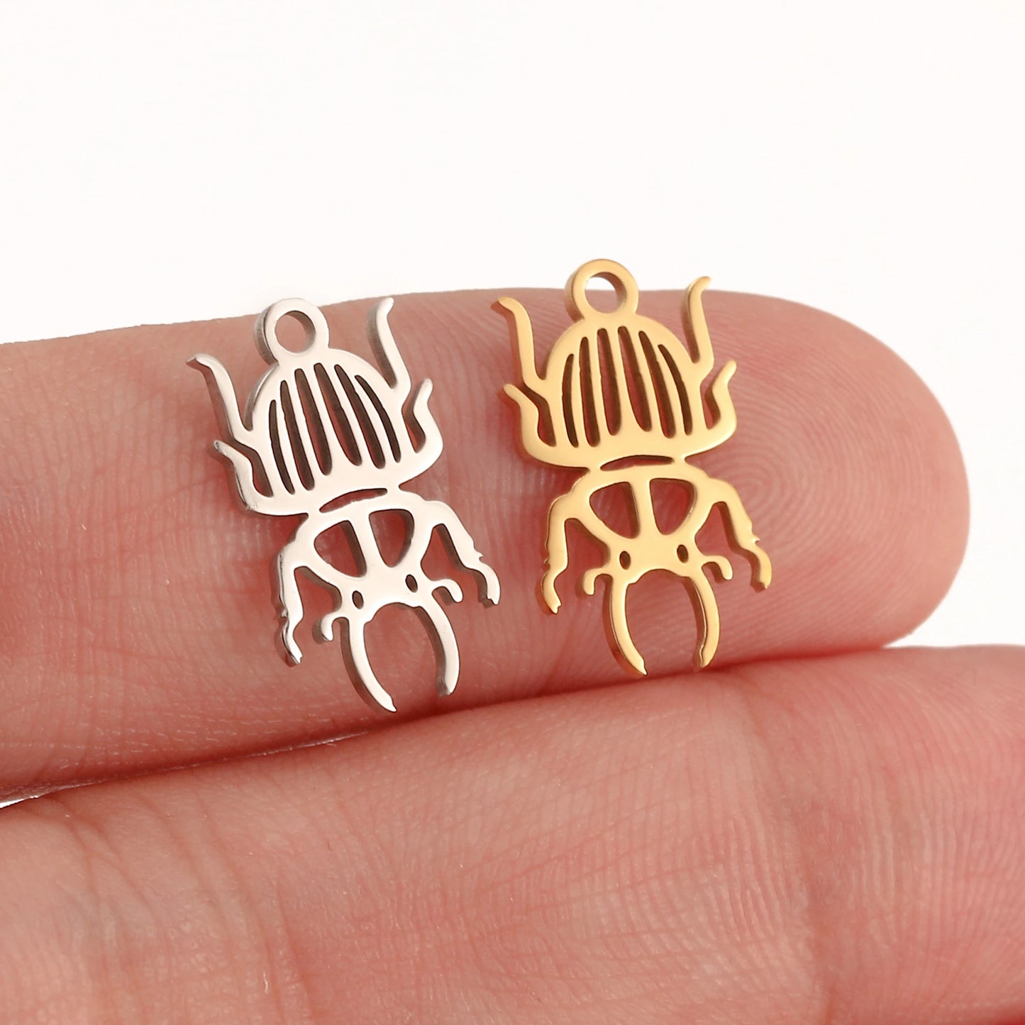 5Pcs Spring Bee/Butterfly/Beelet Charms Stainless Steel Scarab Moths Pendants DIY  Necklace Bracelet Jewelry Making Accessories