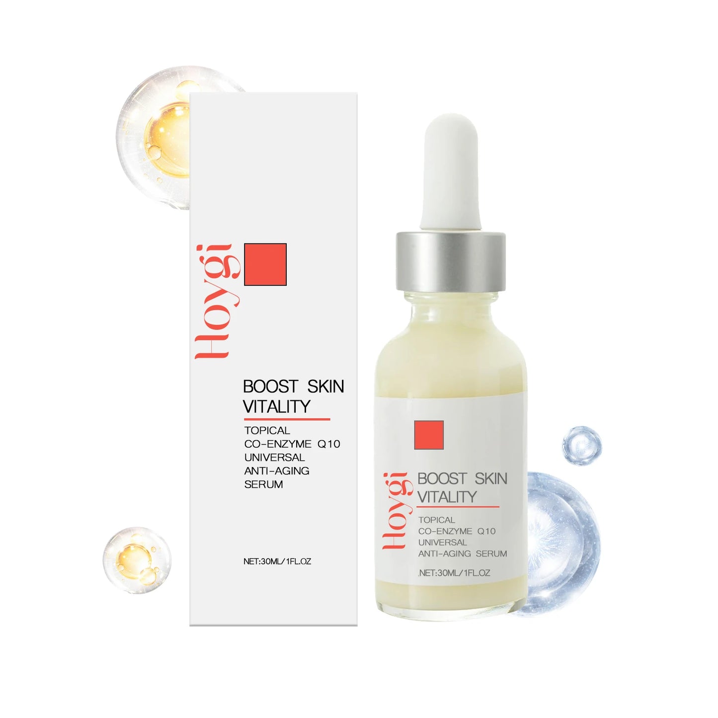 Coenzyme Q10 Face Serum Anti Aging Smooths Neck Wrinkles Fine Lines Energizes Dull Skin Brightening Hydrate Firming Facial Serum