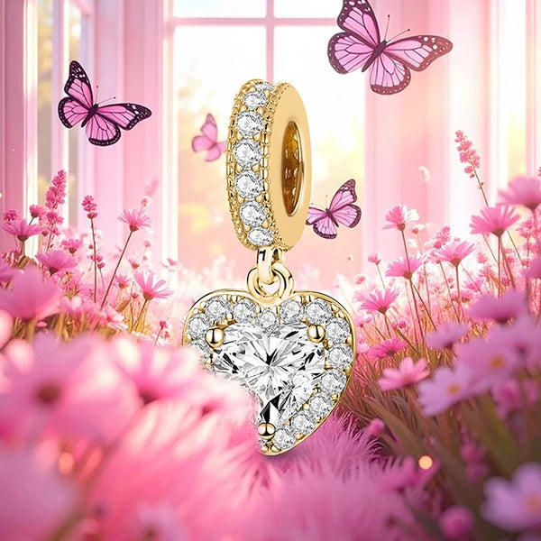 Shecharms 925 Sterling Silver Love Heart Firefly Golden Series Charms Fit DIY Making Bracelet Necklace High Quality Fine Jewelry