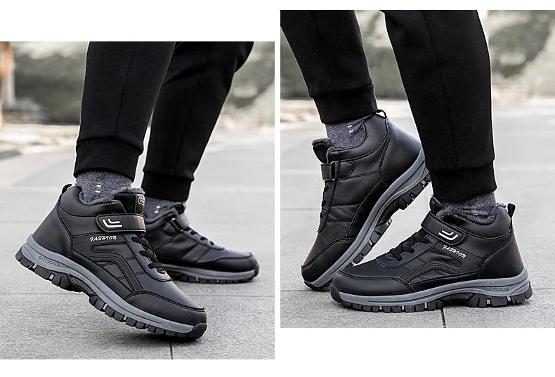 Winter Men's Snow Boots Women Slip On Winter Shoes Waterproof Comfortable Ankle Boots Sneakers Plush Hiking Walking Couple Shoes