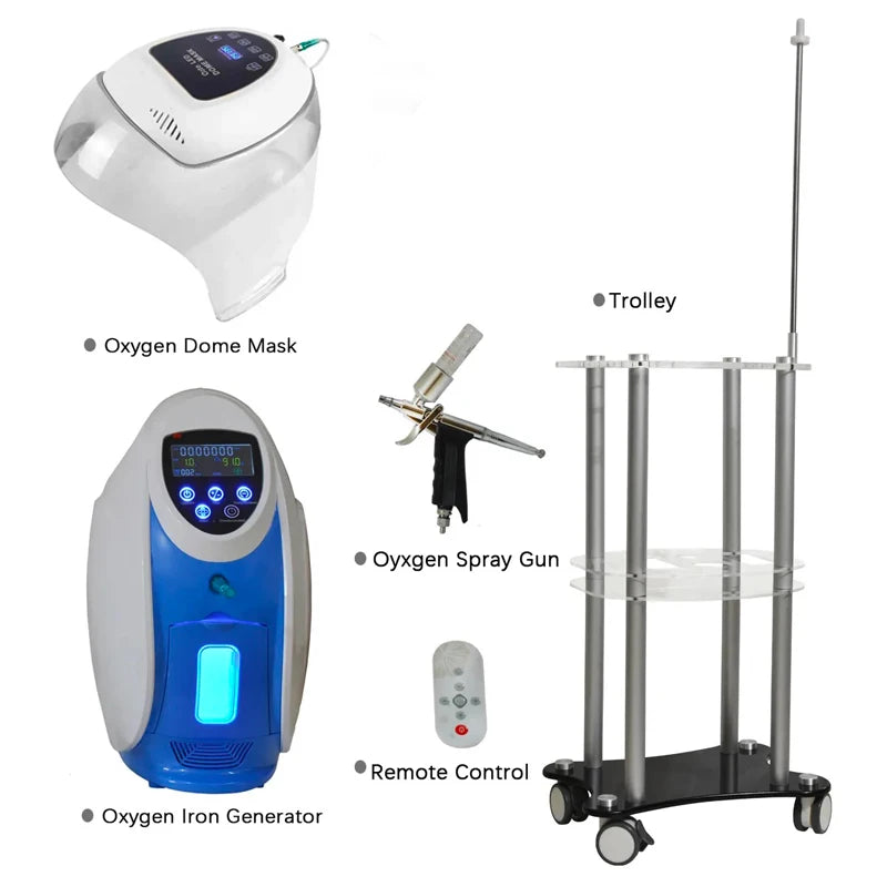 Korea O2toderm Oxygen Facial Machine Oxygen Skin Rejuvenation Spray Gun Anti Aging Oxygen LED Dome Therapy Beauty Machine