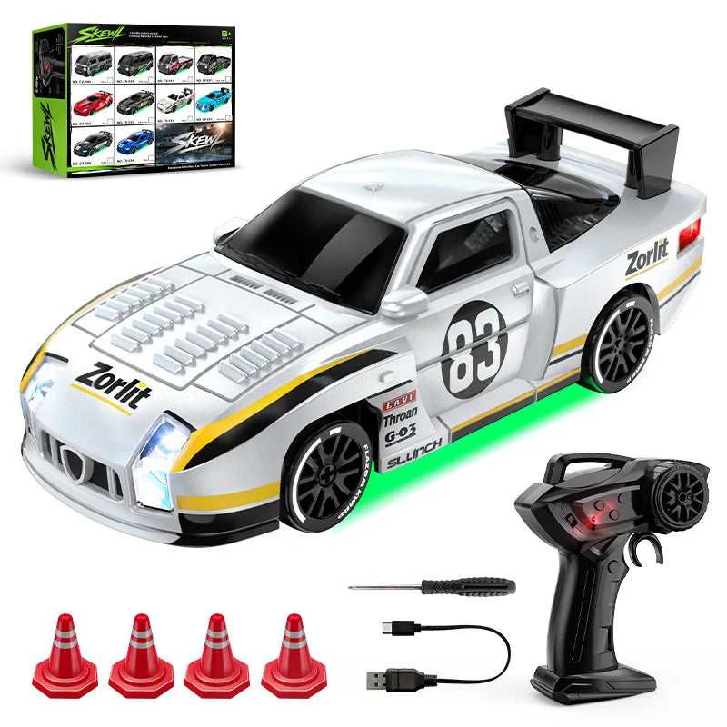New 1/64 Mini Drift Car With Led Light Desktop Series Remote Control 4wd Racing Micro Card Van Gtr Boy Toy Gift
