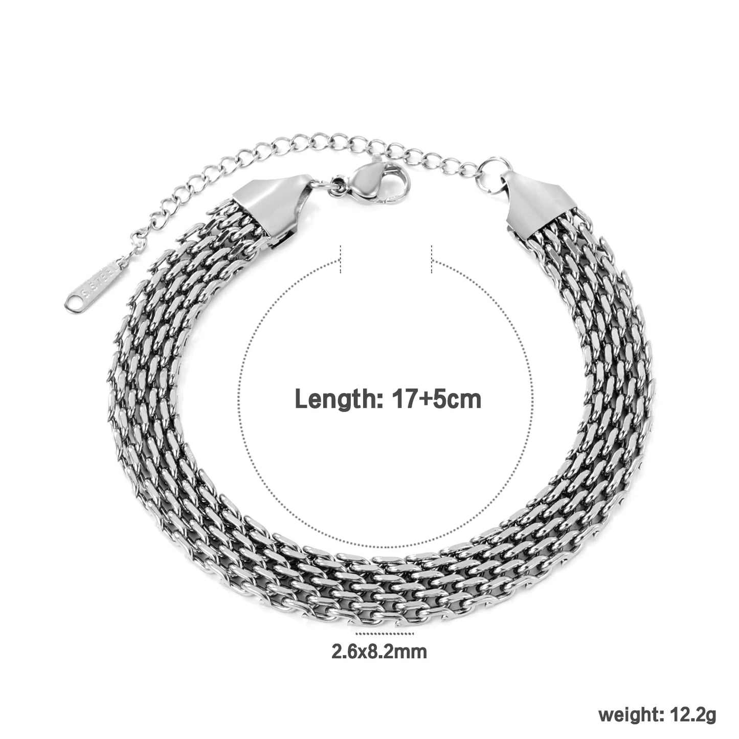LUXUSTEEL 2-8mm Women‘s Stainless Steel Chain Bracelet Geometric Charm Chain Metal Female Bracelet Fashion Jewelry Party Gifts