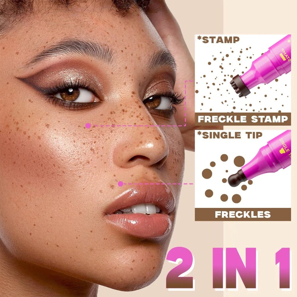 Double Eyeliner Freckles Pen All-in-One Natural Waterproof Lasting Seal Spot Pen Natural Simulation Concealer Pen Makeup Tools