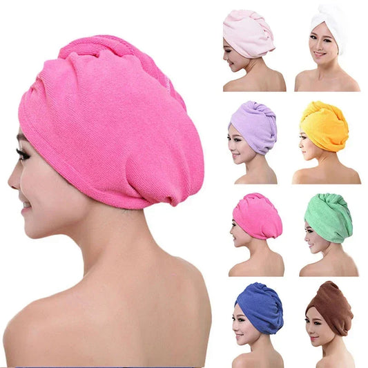 1/5PCs Soft Microfiber Bath Towel Hair Dry Hat Cap Quick Drying Lady Bathing Accessories Shampoo Random Color