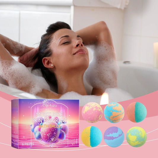 OceAura Bath Bubble Balls Body Cleaning Smooth Skin Care Bath and Shower Products Gift Set Christmas Stocking Stuffers Items 6pc