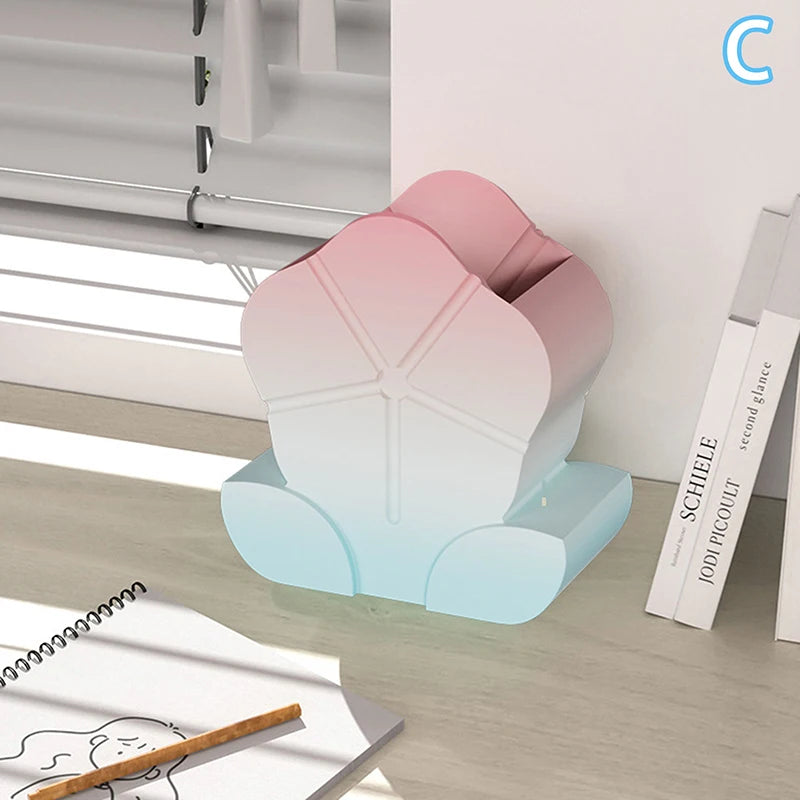 Cute Multifunctional Caramel Pudding Jelly Lotus Makeup Brush Storage Bucket Large Capacity Desktop Ornament Creative Pen Holder