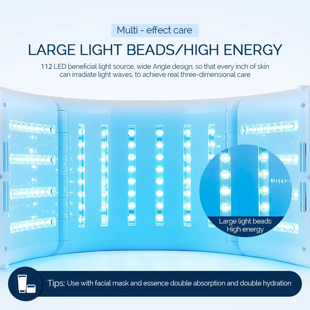 Foreverlily 7 Colors PDT LED Photodynamic Therapy Beauty Device 112PCS LEDs Facial Body Mask Anti Acne Tighten Skin Rejuvenation
