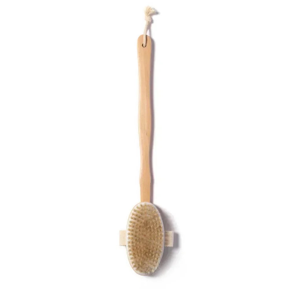 Household Wooden Long Handled Bristle Brush, Back Scrubbing Product, Skin Exfoliating Detachable Handheld Soft Bristle Brush