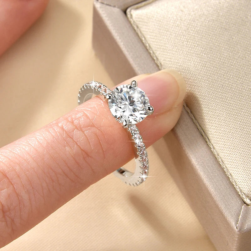 Lnngy Certified 8mm 2ct Moissanite Solitaire Ring 14K Gold Filled Engagement Rings For Women Wedding Party Jewelry Gift
