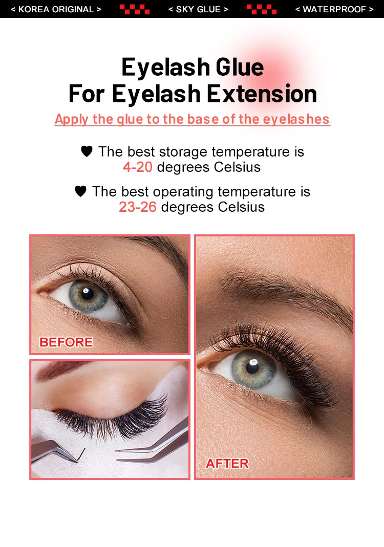 1 Bottle SKY S+ Glue for Eyelash Extensions 5ml Korea SKY Red Blue Black Cap Cola 0.5s Fast Drying Lash Glue Original Supplies