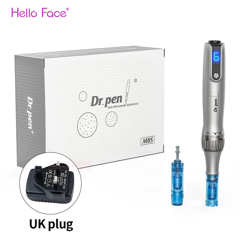 Authentic Dr. Pen M8S Microneedling Pen – 0.25mm Needles, 6 Speeds, Battery Display, Anti-Backflow Cartridges