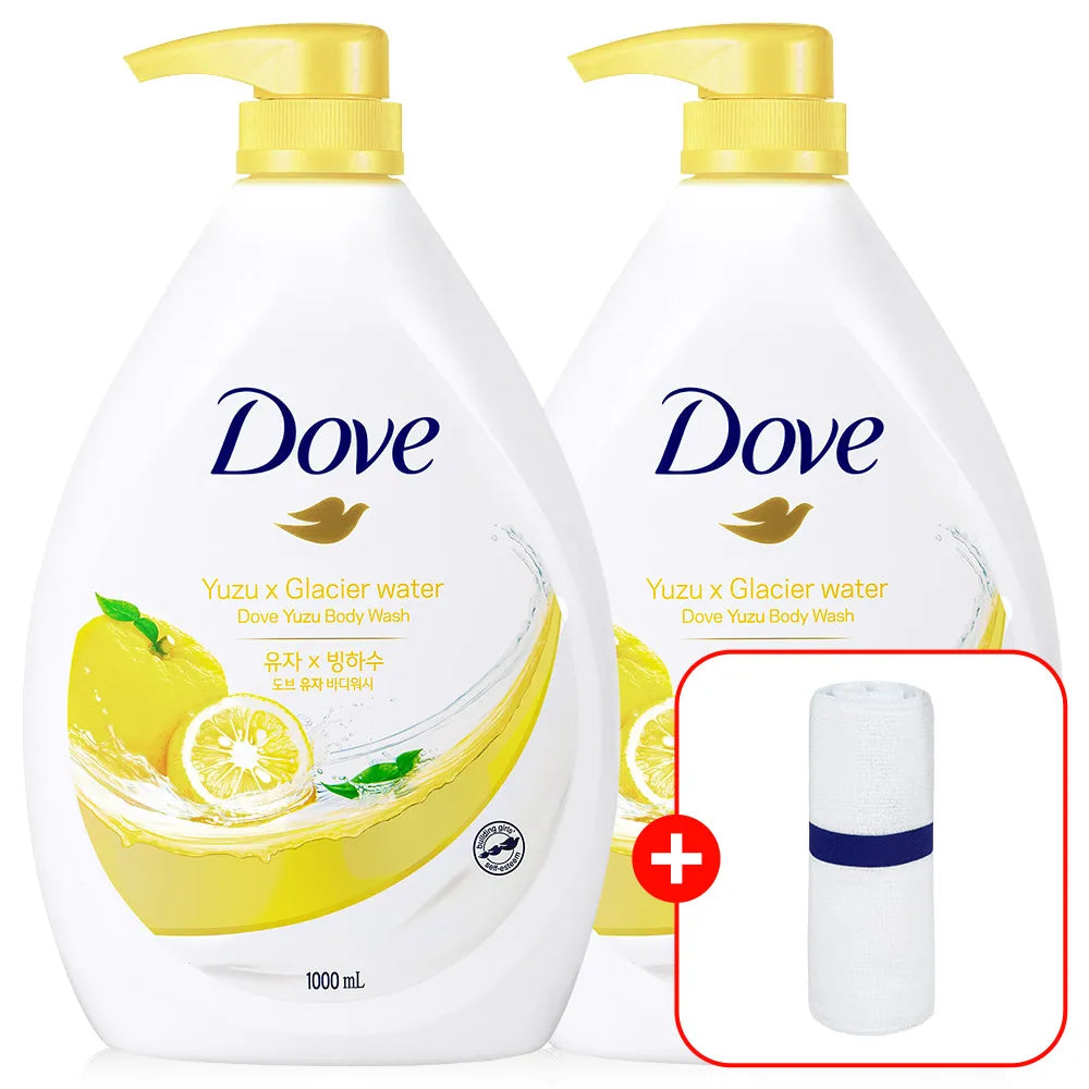 Dove Body Wash Body Cleanser 6X1000Ml 2 Pcs + Dove Face Towel 1Pc Free Gift