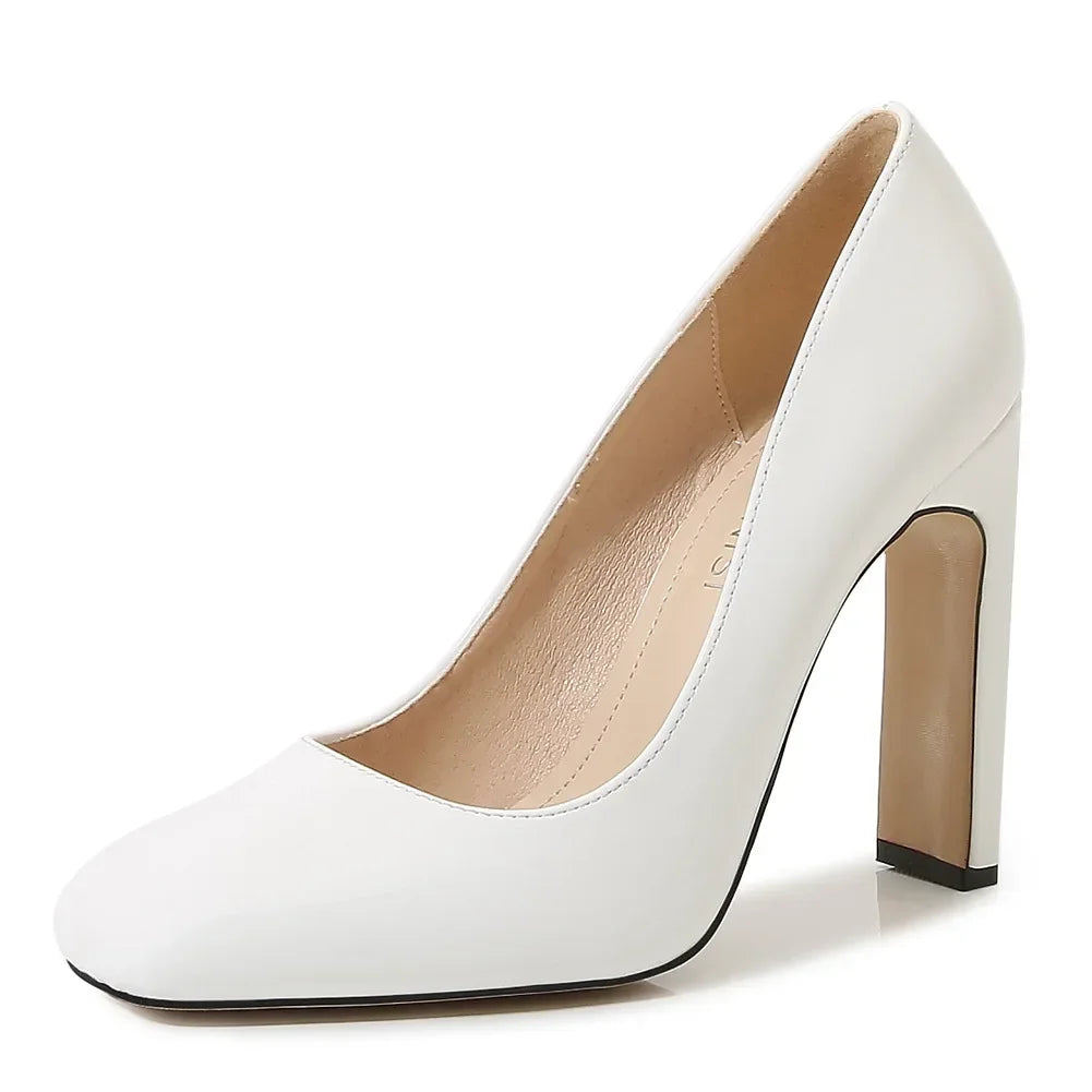 Female Patent Leather Pumps Square Toe Spring Summer Women Shoes Elegant Square High Heels Thick Heel Big Size 43 44 45 46