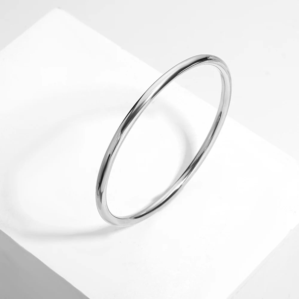 Greatera 3pcs/set Gold/Sliver Color Stainless Steel Bangle For Women Tide 2.7mm Wide Coil Multi-layer Plain Bracelet Jewelry